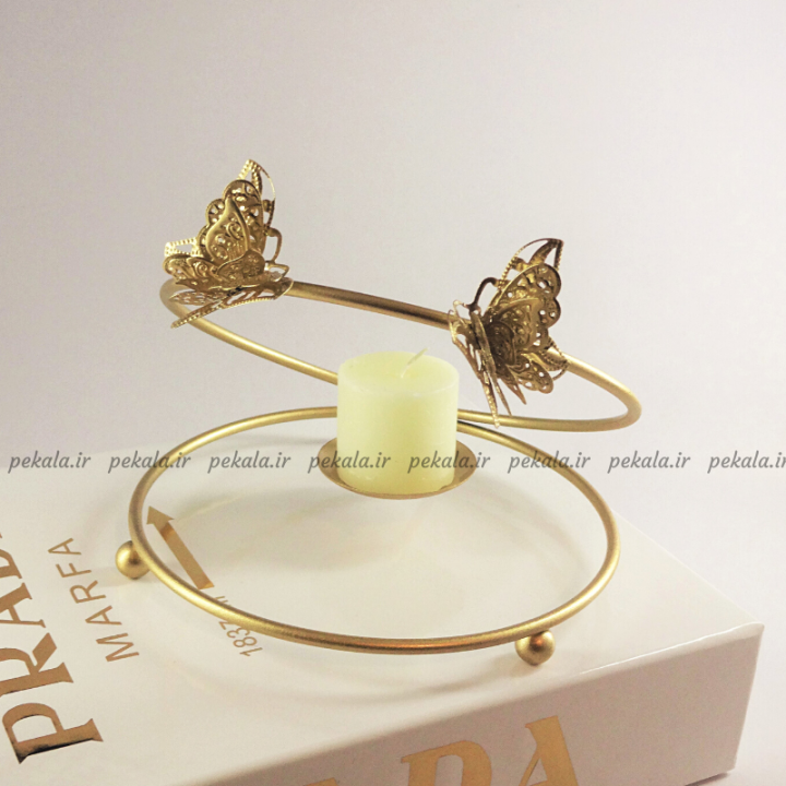 جاشمعی صدفی طلایی پروانه دار