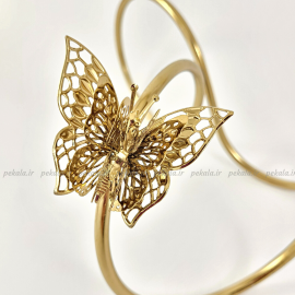 جا شمعی دوشاخه پروانه دار طلایی مات