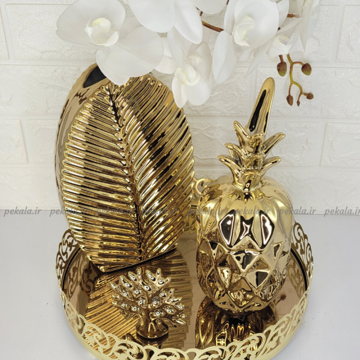 گلدان برگ بیضی طلایی