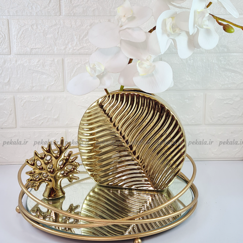 گلدان برگ گرد طلایی