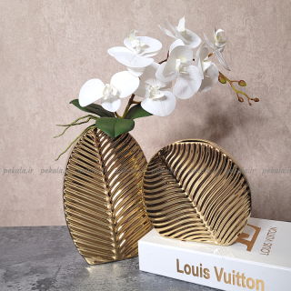 گلدان برگ گرد طلایی
