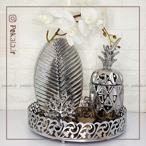 گلدان برگ بیضی نقره ای