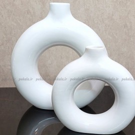 گلدان دونات سفید جفت