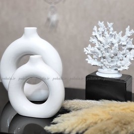 گلدان دونات سفید جفت