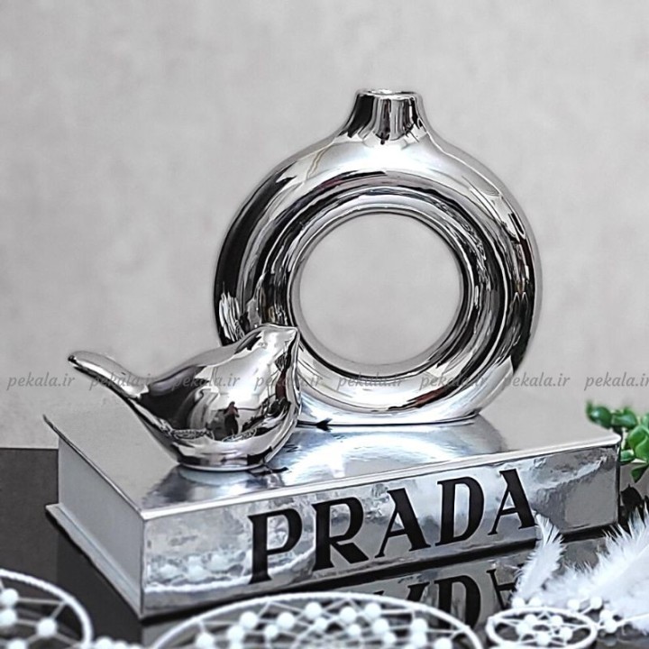 گلدان دونات نقره ای