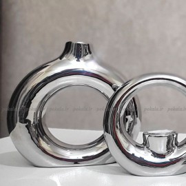گلدان دونات نقره ای