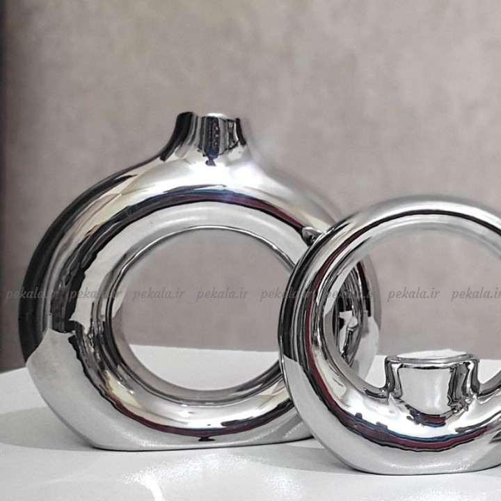 گلدان دونات نقره ای