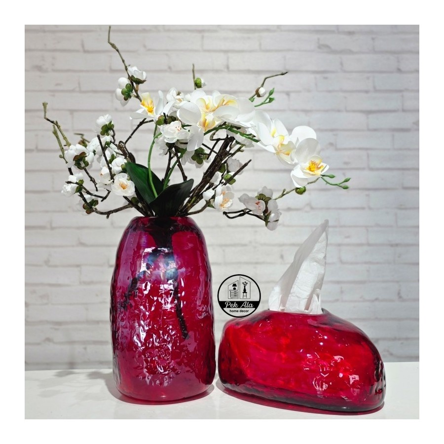 گلدان و جاستمالی دفرمه قرمز