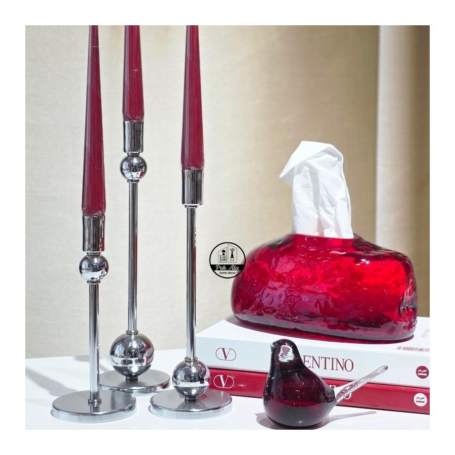 گلدان گرد و جادستمالی دفرمه قرمز