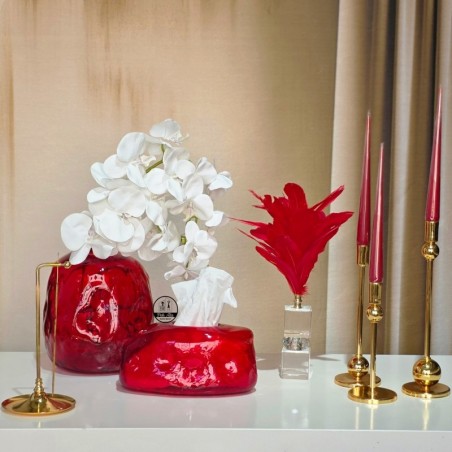 گلدان گرد و جادستمالی دفرمه قرمز